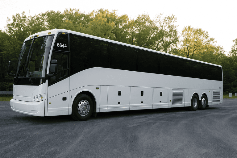 exterior of Charter Bus Rental Moreno Valley coach bus